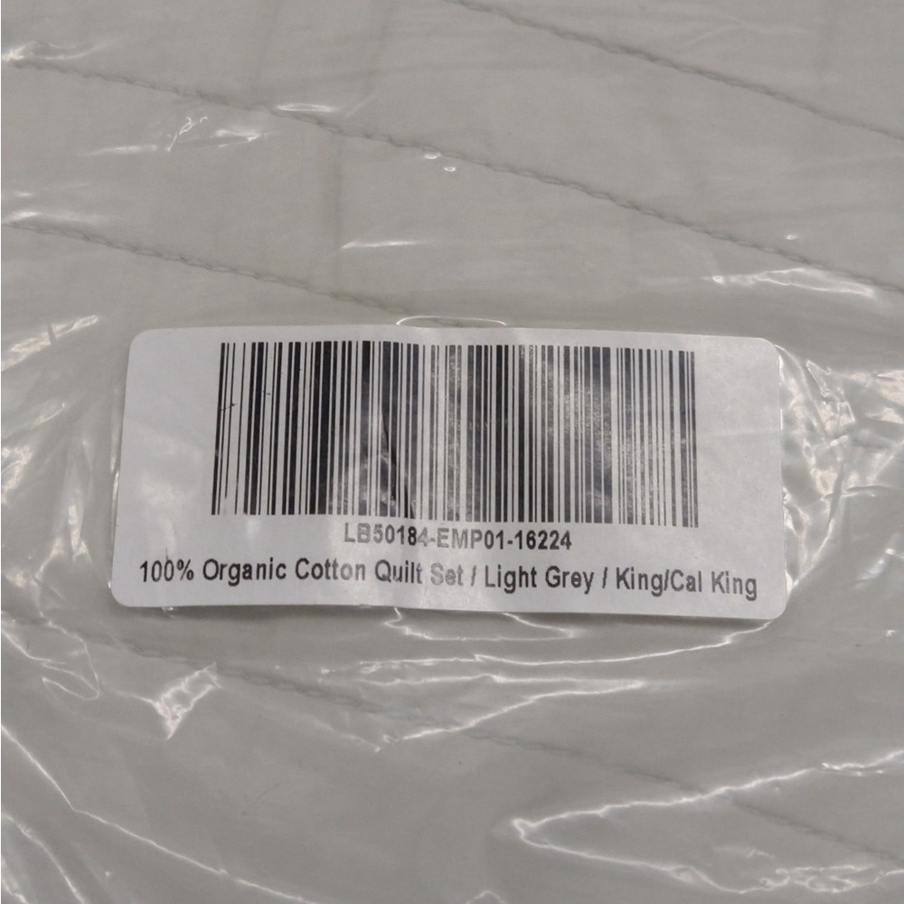 NWOT QUINCE Organic Cotton Stripe Stitch Quilt Set King/Cal King Light Grey 7225 - Picture 9 of 10